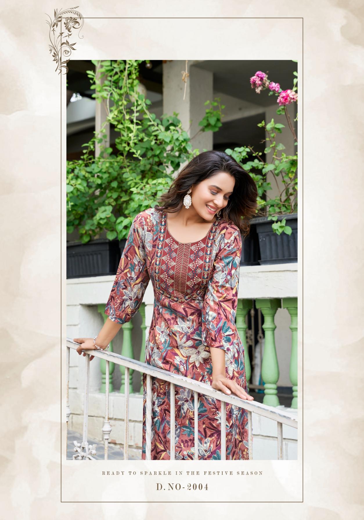 CHARMING VOL 2 BY VANISKA COLOURPIX RAYON READYMADE PLUS SIZE LONG KURTIS
