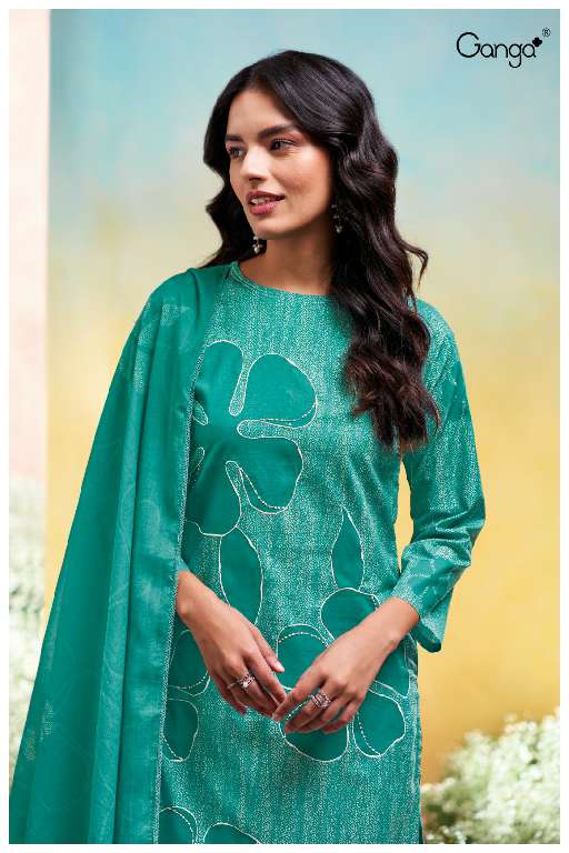 GANGA SANUTHI S3649 WHOLESALE PREMIUM COTTON PRINTED WITH HAND EMBROIDERY FANCY DRESS