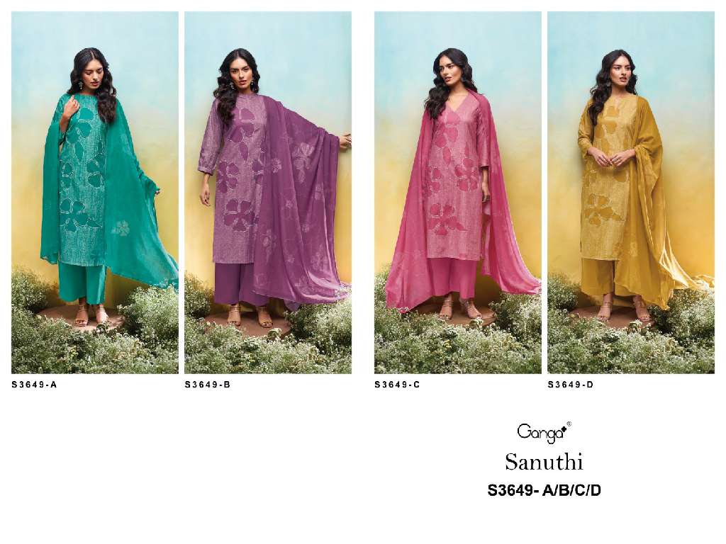 GANGA SANUTHI S3649 WHOLESALE PREMIUM COTTON PRINTED WITH HAND EMBROIDERY FANCY DRESS