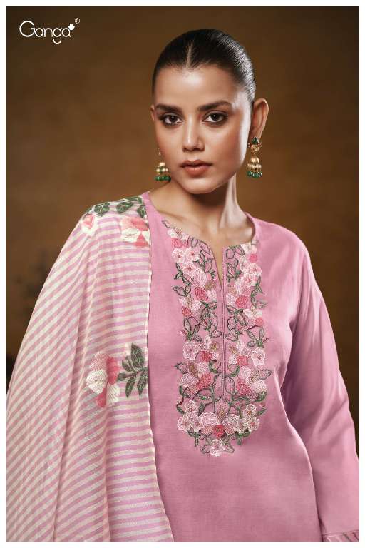 GANGA MARSHA S3557 WHOLESALE PREMIUM PURE MUL SOLID COLOR WITH WORK CLASSIC DRESS FOR WOMENS