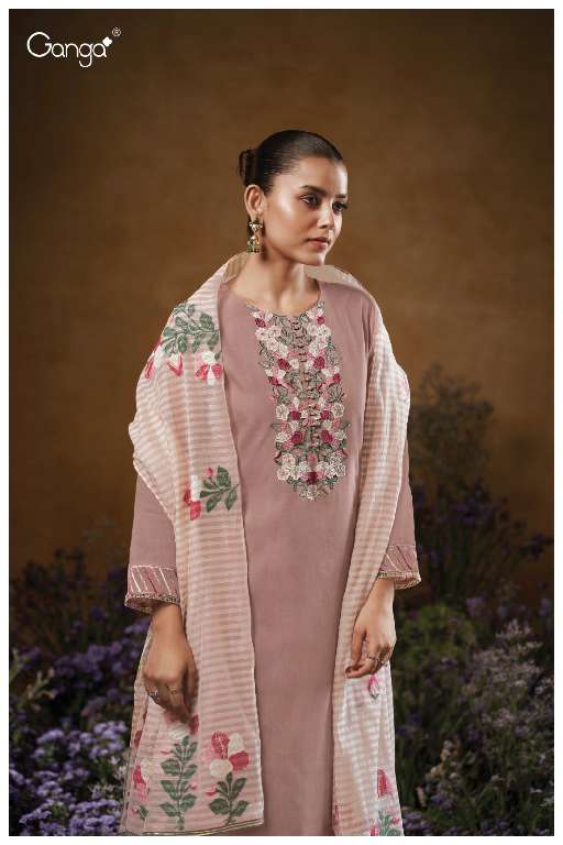 GANGA MARSHA S3557 WHOLESALE PREMIUM PURE MUL SOLID COLOR WITH WORK CLASSIC DRESS FOR WOMENS