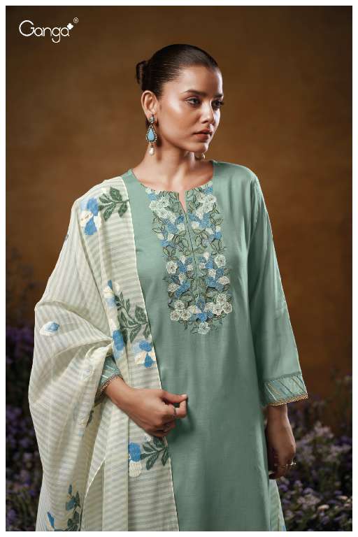 GANGA MARSHA S3557 WHOLESALE PREMIUM PURE MUL SOLID COLOR WITH WORK CLASSIC DRESS FOR WOMENS