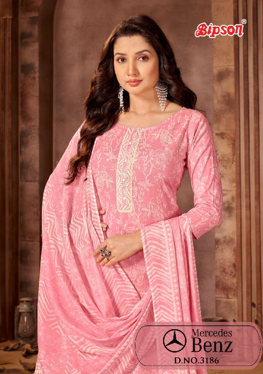 BIPSON MERCEDES D.NO 3186 WHOLESALE PURE COTTON CAMBRIC PRINT WITH ETHNIC HAND WORK DAILY WEAR DRESS MATERIAL