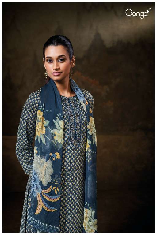 GANGA ISHWARI S3578 WHOLESALE PREMIUM COTTON PRINT WITH WORK DESIGNER 3 PCS DRESS