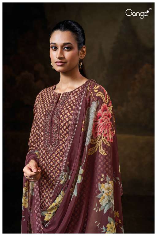 GANGA ISHWARI S3578 WHOLESALE PREMIUM COTTON PRINT WITH WORK DESIGNER 3 PCS DRESS