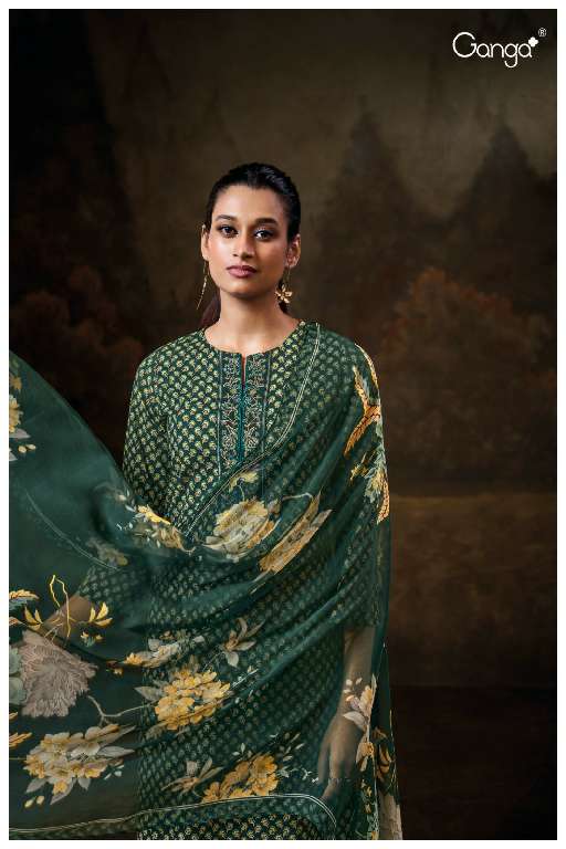 GANGA ISHWARI S3578 WHOLESALE PREMIUM COTTON PRINT WITH WORK DESIGNER 3 PCS DRESS