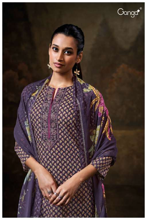 GANGA ISHWARI S3578 WHOLESALE PREMIUM COTTON PRINT WITH WORK DESIGNER 3 PCS DRESS