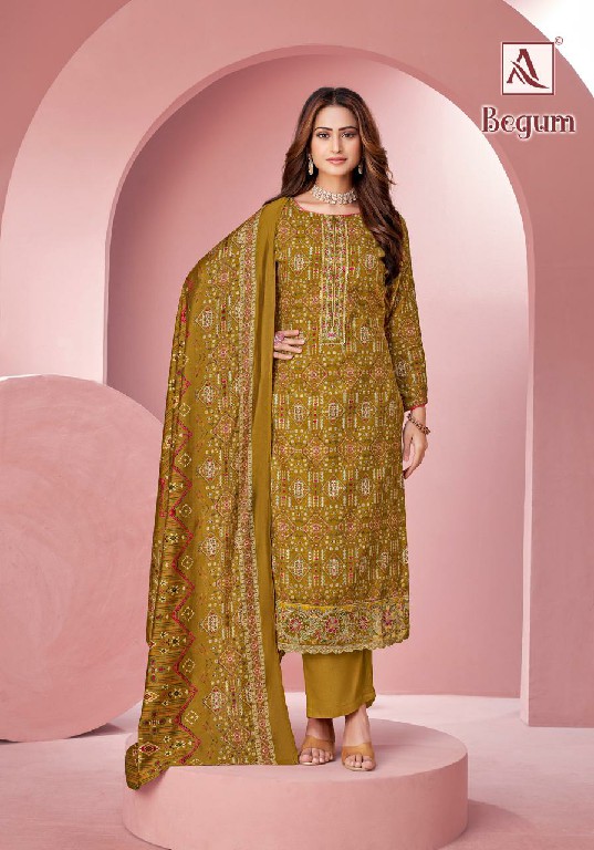 ALOK BEGUM WHOLESALE PURE VISCOSE RAYON FOIL PRINT WITH EMBROIDERY DESIGNER 3 PCS DRESS MATERIAL