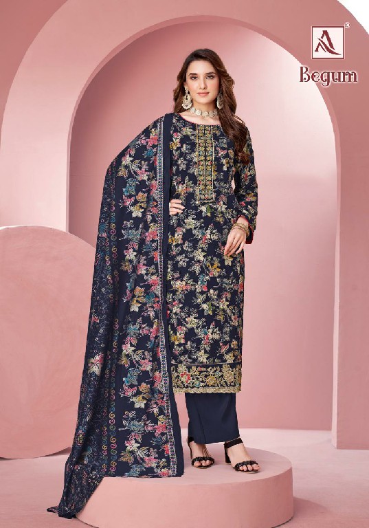 ALOK BEGUM WHOLESALE PURE VISCOSE RAYON FOIL PRINT WITH EMBROIDERY DESIGNER 3 PCS DRESS MATERIAL