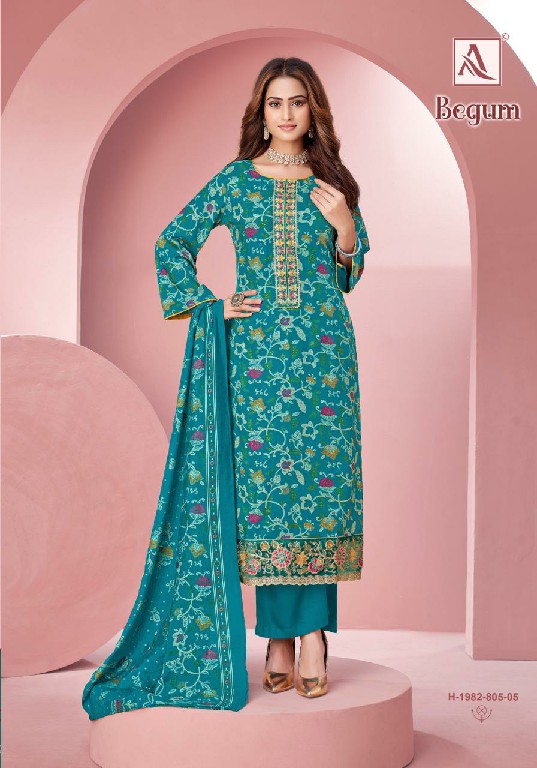 ALOK BEGUM WHOLESALE PURE VISCOSE RAYON FOIL PRINT WITH EMBROIDERY DESIGNER 3 PCS DRESS MATERIAL