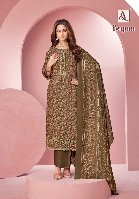 ALOK BEGUM WHOLESALE PURE VISCOSE RAYON FOIL PRINT WITH EMBROIDERY DESIGNER 3 PCS DRESS MATERIAL