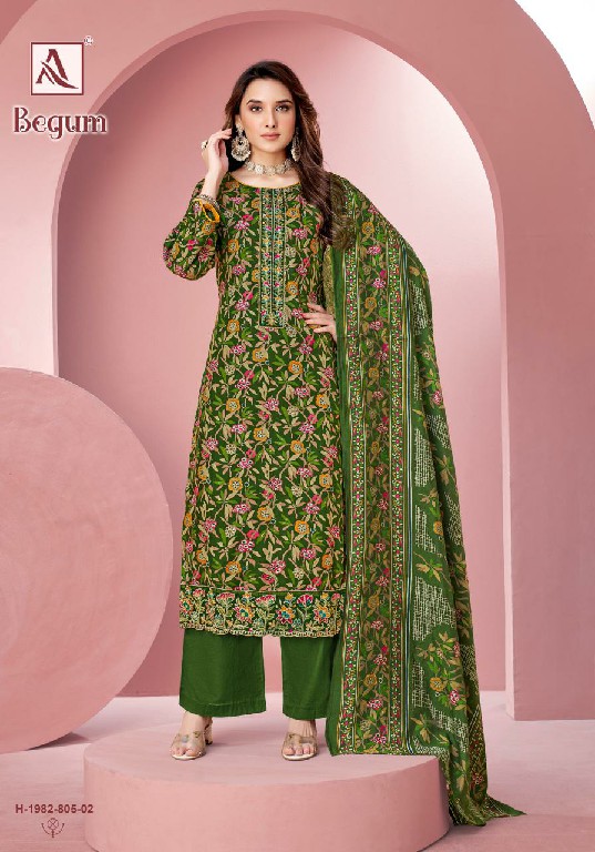 ALOK BEGUM WHOLESALE PURE VISCOSE RAYON FOIL PRINT WITH EMBROIDERY DESIGNER 3 PCS DRESS MATERIAL