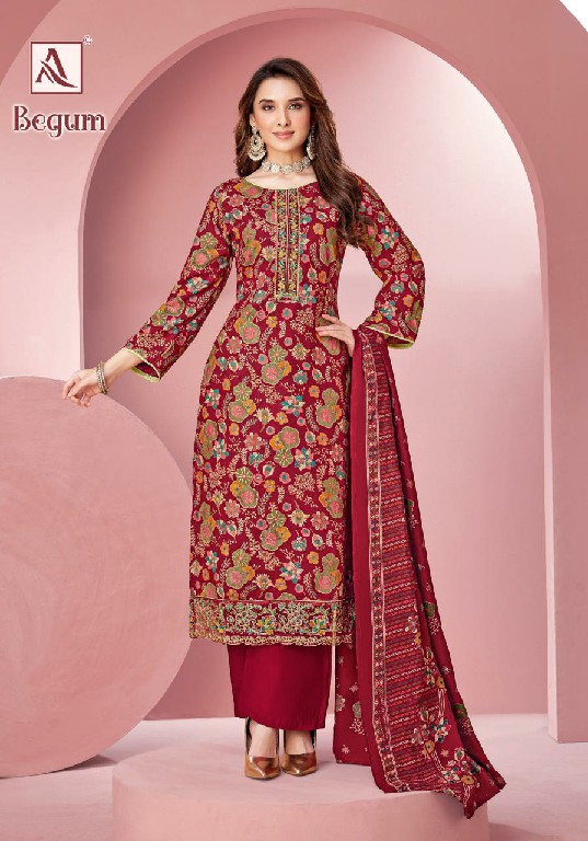 ALOK BEGUM WHOLESALE PURE VISCOSE RAYON FOIL PRINT WITH EMBROIDERY DESIGNER 3 PCS DRESS MATERIAL