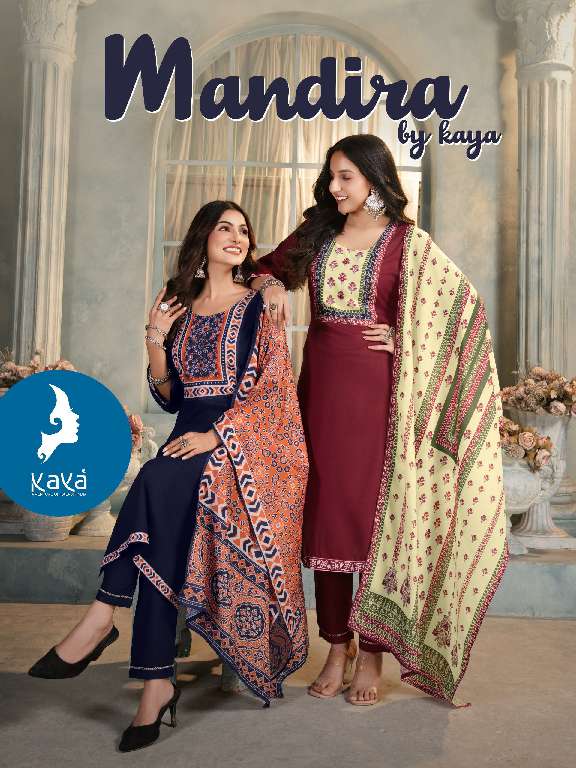 MANDIRA BY KAYA WHOLESALE RAYON PRINT WITH MASLIN DIGITAL PRINT 3 PCS READYMADE FANCY STRAIGHT DRESS FOR WOMENS