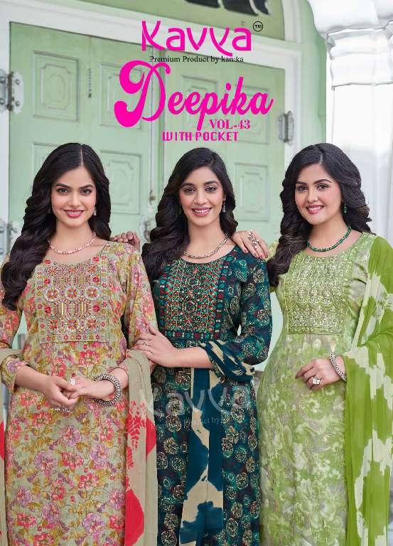 KAVYA DEEPIKA VOL-43 WHOLESALE STRAIGHT KURTI WITH POCKET PANT FULLY STITCHED PRETTY LOOK SALWAR KAMEEZ