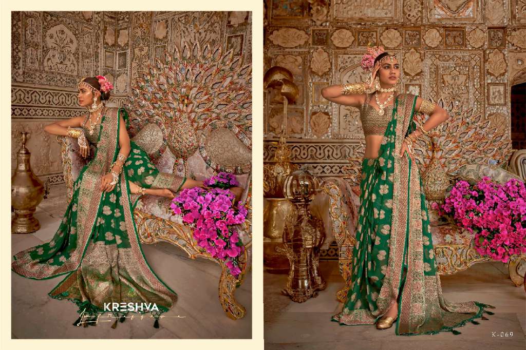 KRESHVA UPNYAAS WHOLESALE GEORGETTE WITH WEAVING BUTA BORDER PALLU PARTY WEAR SAREES FOR WOMNES