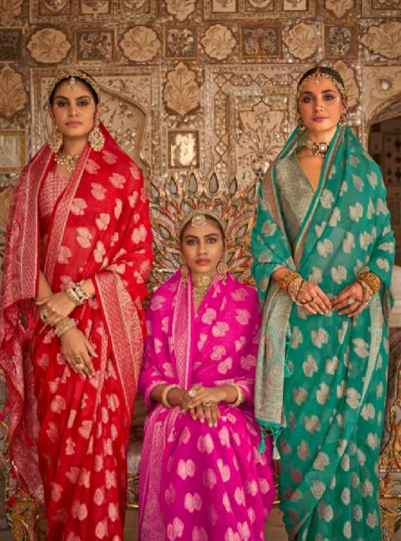 KRESHVA UPNYAAS WHOLESALE GEORGETTE WITH WEAVING BUTA BORDER PALLU PARTY WEAR SAREES FOR WOMNES
