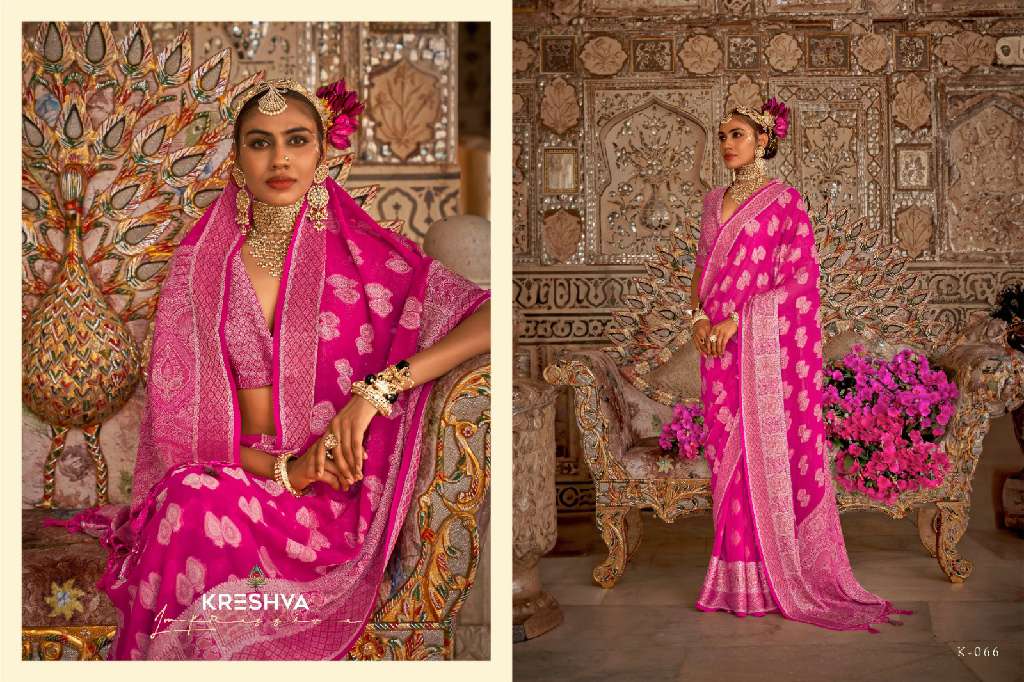 KRESHVA UPNYAAS WHOLESALE GEORGETTE WITH WEAVING BUTA BORDER PALLU PARTY WEAR SAREES FOR WOMNES