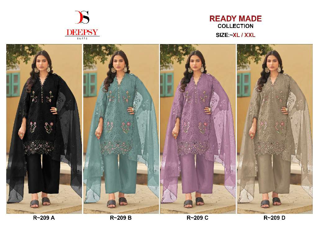 DEEPSY R-209 WHOLESALE PURE COTTON WITH HEAVY CHICKEN EMBROIDERY WORK READYMADE STYLISH PAKISTANI SUITS