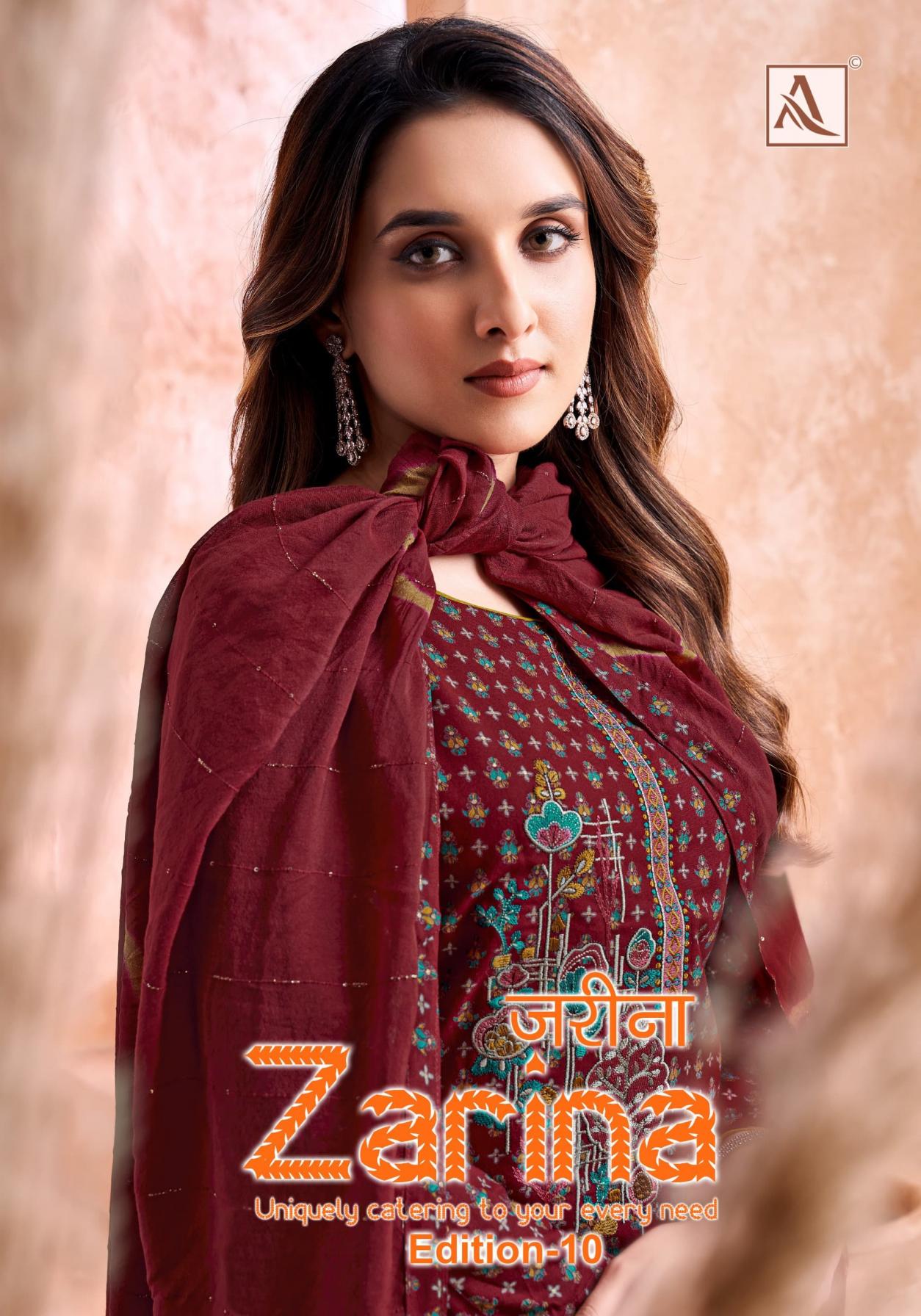 ALOK ZARINA VOL 10 VISCOSE RAYON MODERN PAKISTANI UNSTITCH 3PCS DRESS