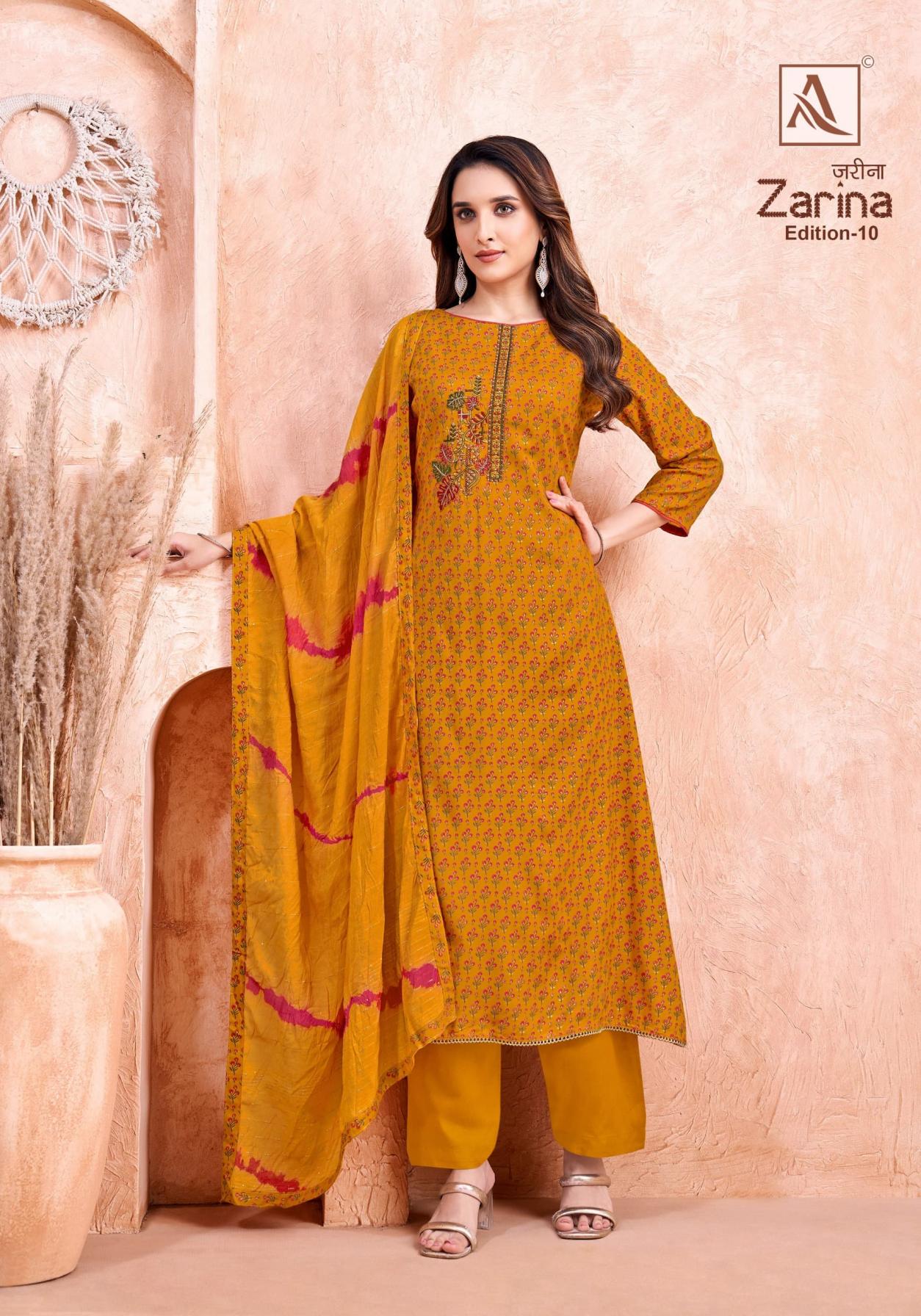 ALOK ZARINA VOL 10 VISCOSE RAYON MODERN PAKISTANI UNSTITCH 3PCS DRESS