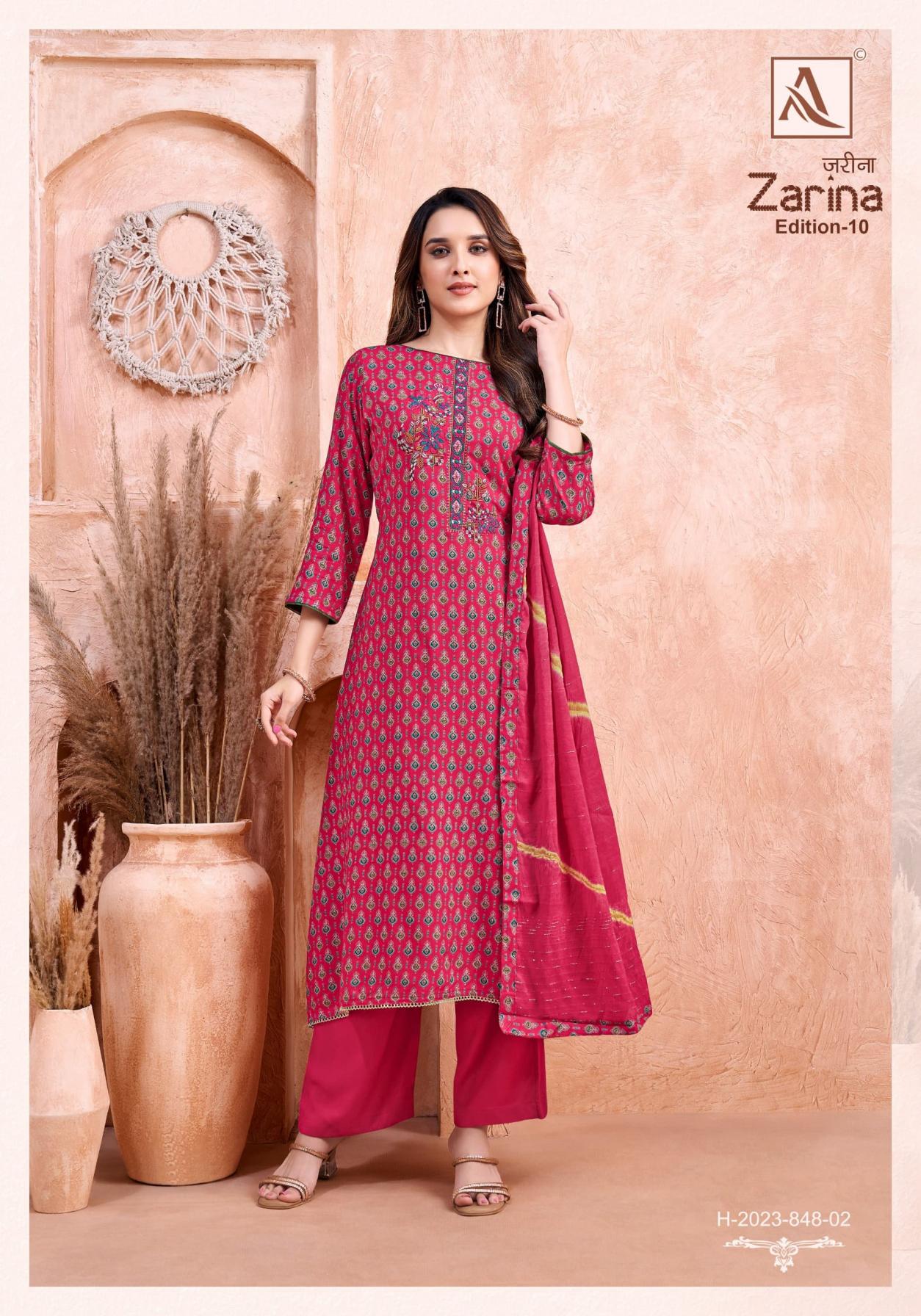 ALOK ZARINA VOL 10 VISCOSE RAYON MODERN PAKISTANI UNSTITCH 3PCS DRESS