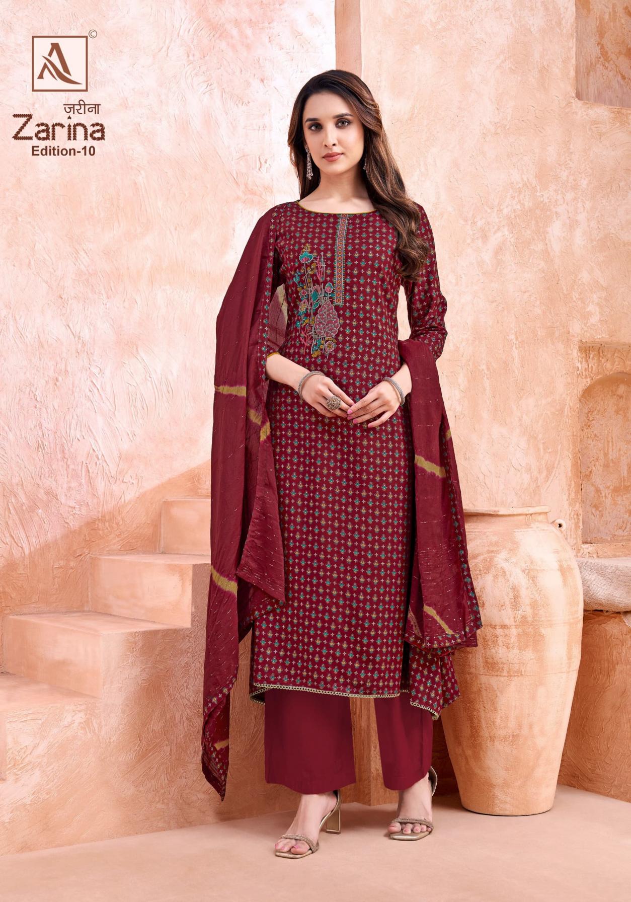 ALOK ZARINA VOL 10 VISCOSE RAYON MODERN PAKISTANI UNSTITCH 3PCS DRESS