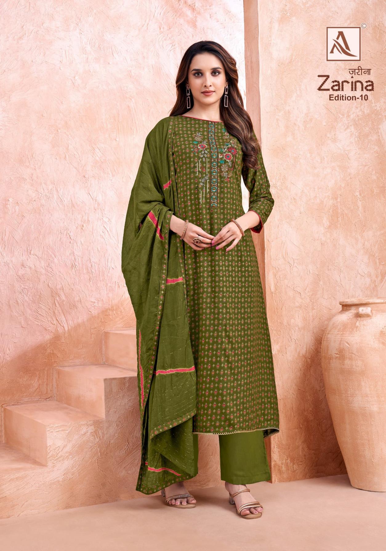 ALOK ZARINA VOL 10 VISCOSE RAYON MODERN PAKISTANI UNSTITCH 3PCS DRESS