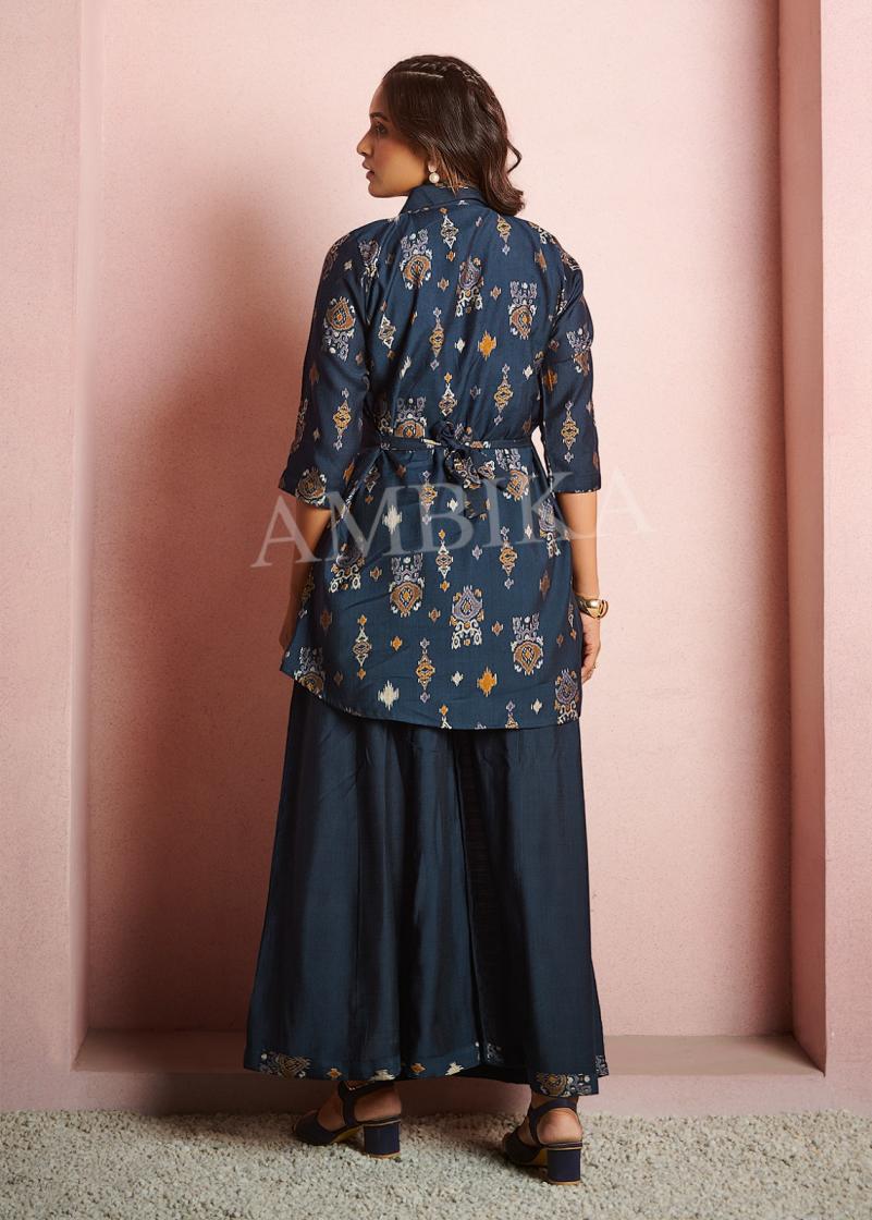 AMBIKA LAMHE VERTICAN CLASSIC LOOK FULLY STITCH KURTI WITH PLAZZO COMBO SETS