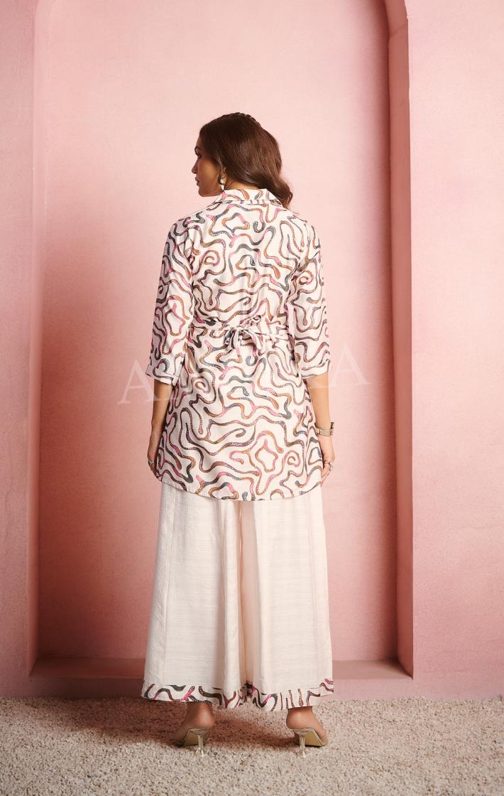 AMBIKA LAMHE VERTICAN CLASSIC LOOK FULLY STITCH KURTI WITH PLAZZO COMBO SETS