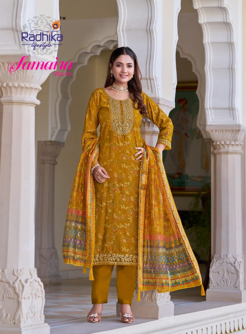 RADHIKA LIFESTYLE SAMAIRA VOL 1 VERTICAN PRINT CLASSIC READYMADE BIG SIZE 3PCS DRESS