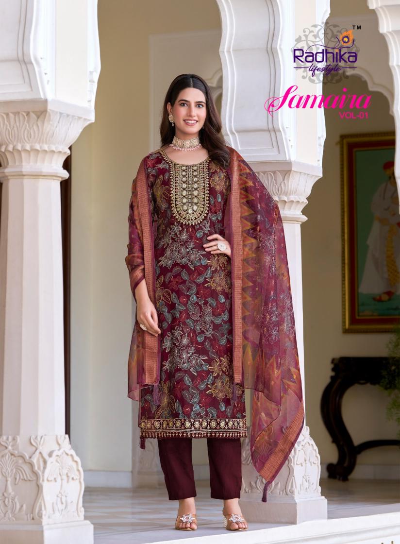 RADHIKA LIFESTYLE SAMAIRA VOL 1 VERTICAN PRINT CLASSIC READYMADE BIG SIZE 3PCS DRESS