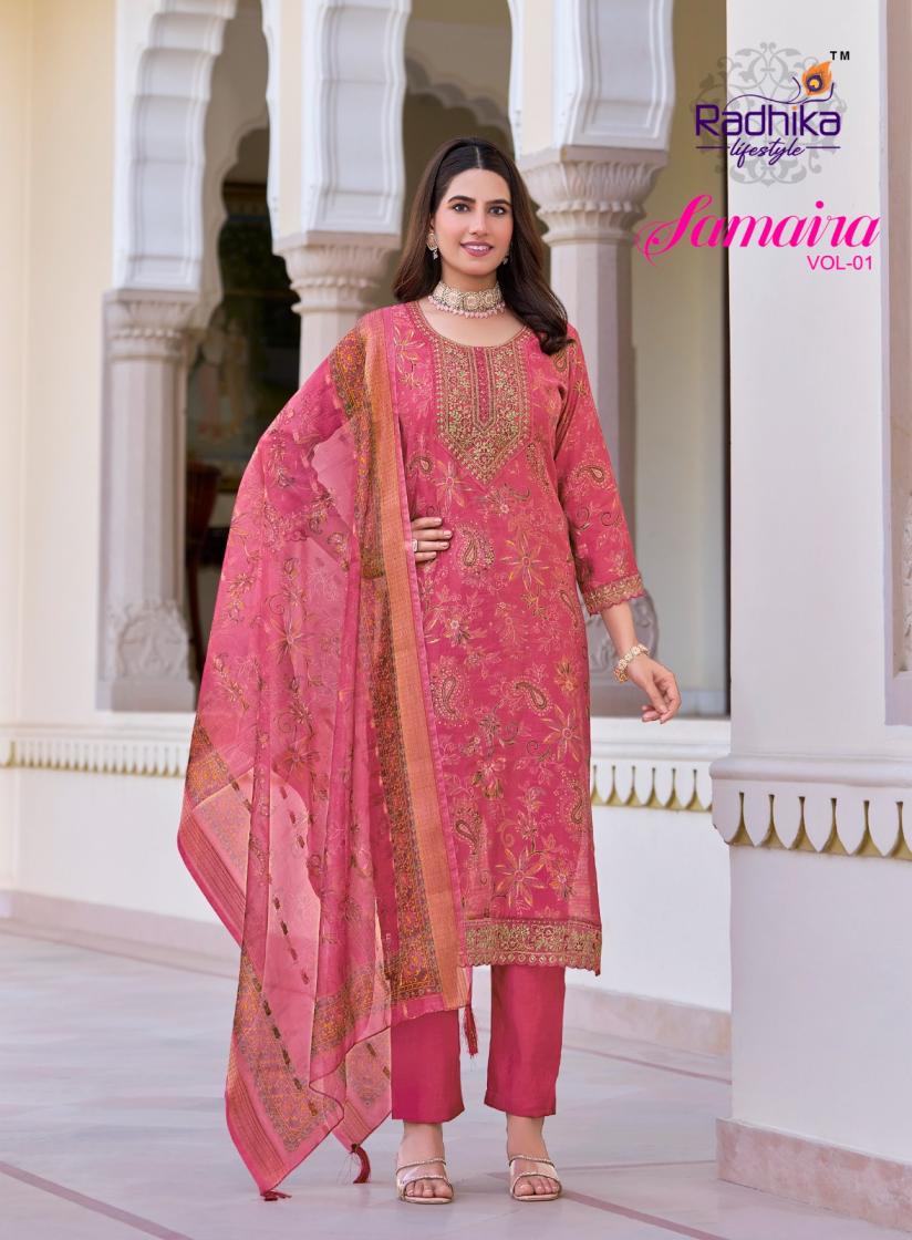 RADHIKA LIFESTYLE SAMAIRA VOL 1 VERTICAN PRINT CLASSIC READYMADE BIG SIZE 3PCS DRESS