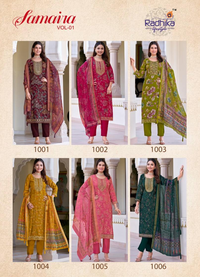 RADHIKA LIFESTYLE SAMAIRA VOL 1 VERTICAN PRINT CLASSIC READYMADE BIG SIZE 3PCS DRESS