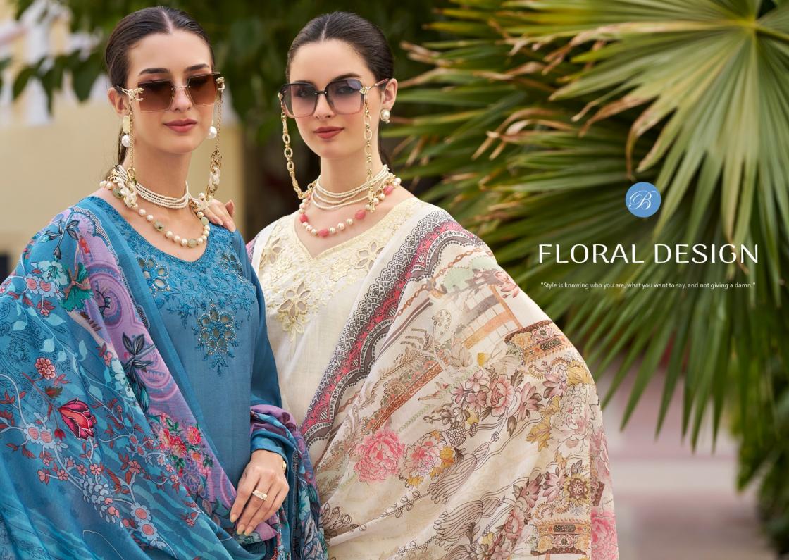 ZARA BY BELLIZA DESIGNER ROMAN SILK WITH EMBROIDERY WORK ELEGANCE 3PCS DRESS MATERIAL