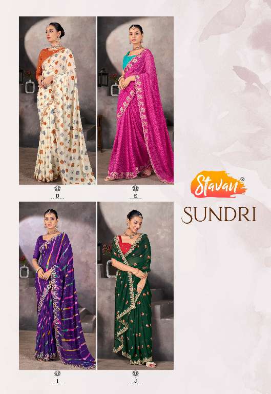SUNDRI BY STAVAN WHOLESALE SOFT GEORGETTE WITH EMBROIDERY BRODER DAILY WEAR SAREES ONLINE