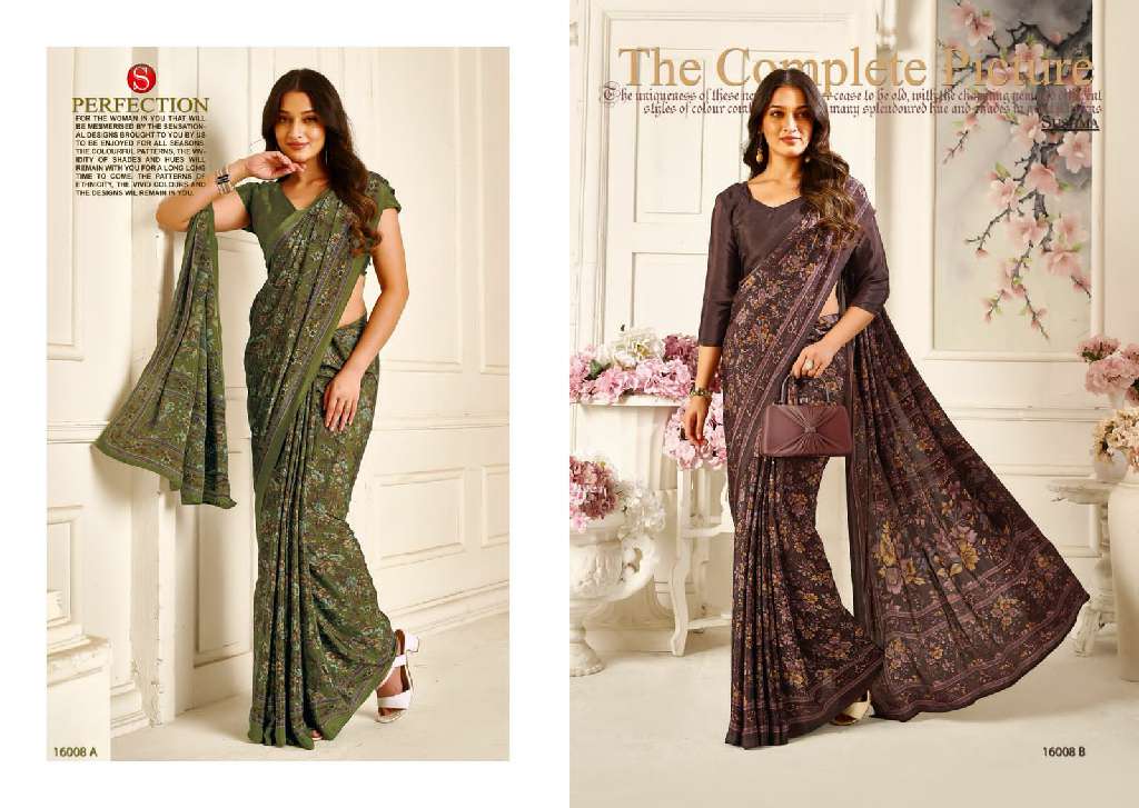 SUSHMA SILK SHADES 16001A TO 16010B WHOLESALE CRAPE PRINTED DAILY WEAR SAREES ONLINE
