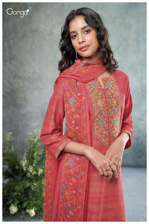 GANGA ROPLEX S2411 WHOLESALE PREMIUM WOVEN SOLID WITH EMBROIDERY SEMI STITCH SALWAR KAMEEZ