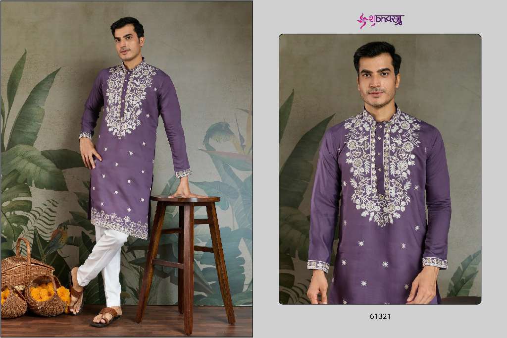 SHUBHVASTRA THE INDIAN MODE WHOLESALE HEAVY RAYON SEQUENCE WORK EXCLUSIVE FESTIVAL MENS KURTA COLLECTION