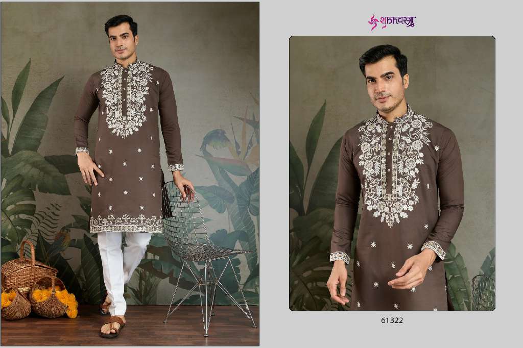 SHUBHVASTRA THE INDIAN MODE WHOLESALE HEAVY RAYON SEQUENCE WORK EXCLUSIVE FESTIVAL MENS KURTA COLLECTION