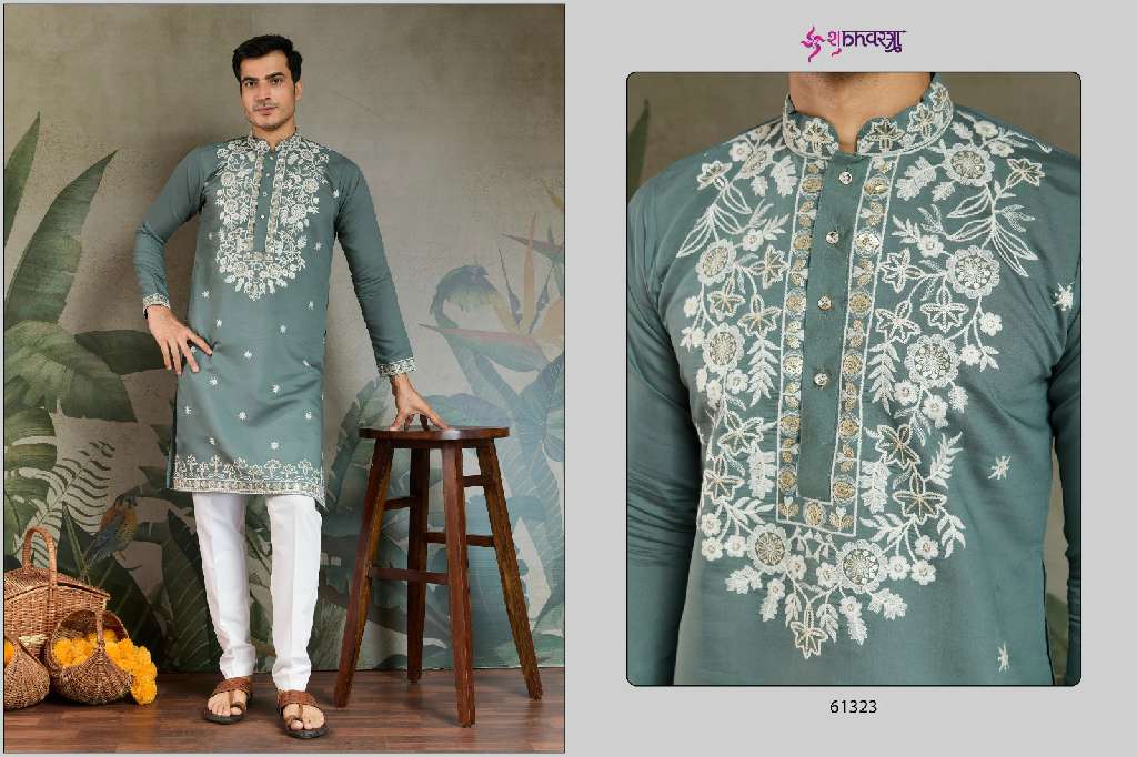 SHUBHVASTRA THE INDIAN MODE WHOLESALE HEAVY RAYON SEQUENCE WORK EXCLUSIVE FESTIVAL MENS KURTA COLLECTION