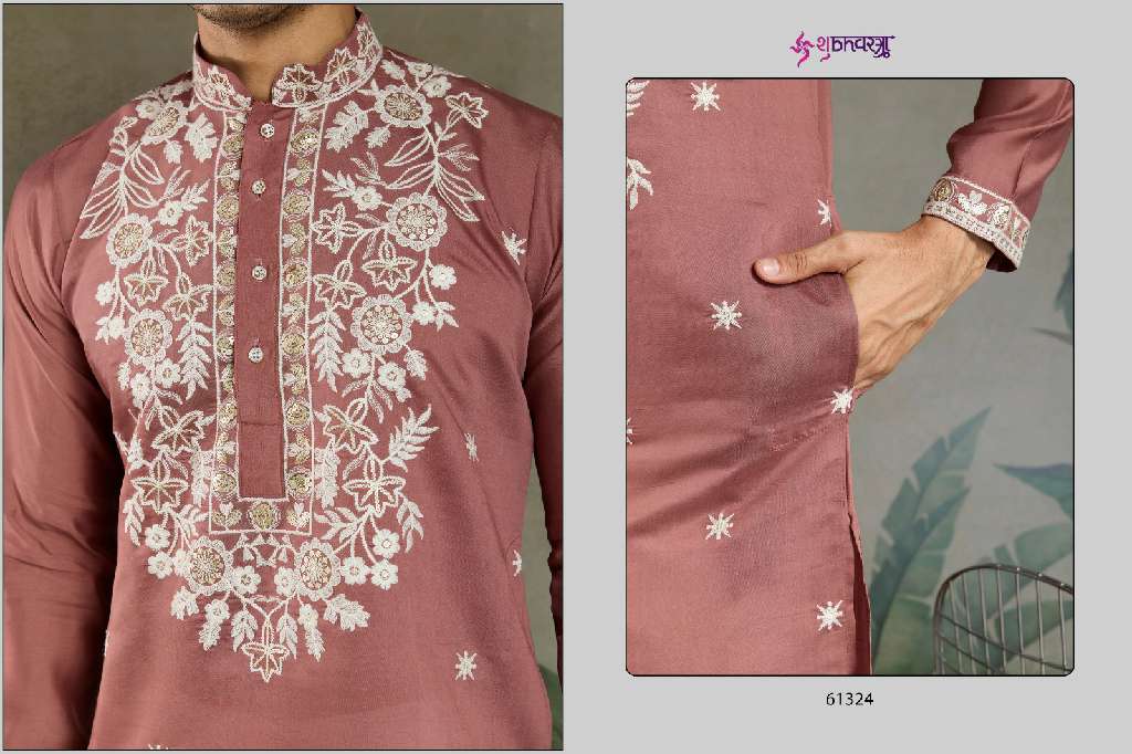SHUBHVASTRA THE INDIAN MODE WHOLESALE HEAVY RAYON SEQUENCE WORK EXCLUSIVE FESTIVAL MENS KURTA COLLECTION