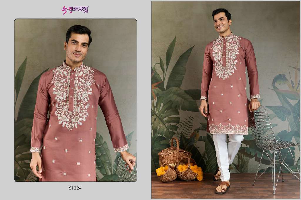 SHUBHVASTRA THE INDIAN MODE WHOLESALE HEAVY RAYON SEQUENCE WORK EXCLUSIVE FESTIVAL MENS KURTA COLLECTION