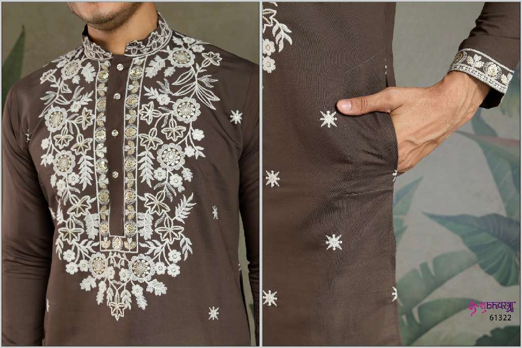 SHUBHVASTRA THE INDIAN MODE WHOLESALE HEAVY RAYON SEQUENCE WORK EXCLUSIVE FESTIVAL MENS KURTA COLLECTION