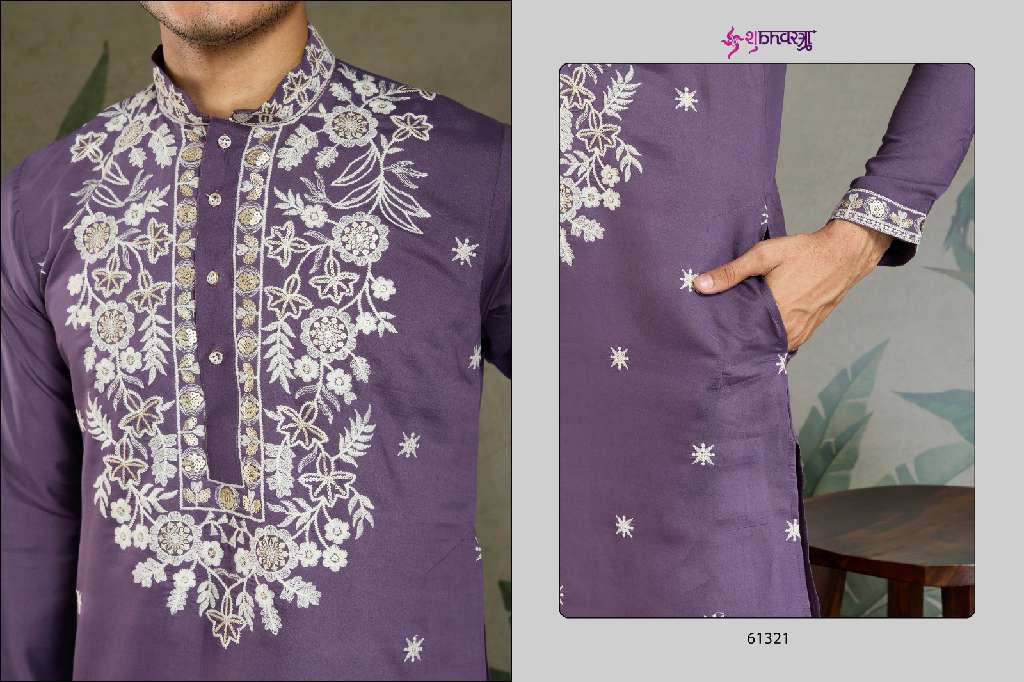 SHUBHVASTRA THE INDIAN MODE WHOLESALE HEAVY RAYON SEQUENCE WORK EXCLUSIVE FESTIVAL MENS KURTA COLLECTION