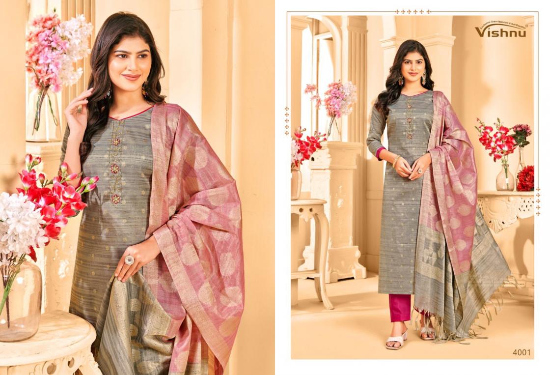 VISHNU KHANAK BANARASI TUSSAR ELEGANCE STYLE DRESS MATERIALS