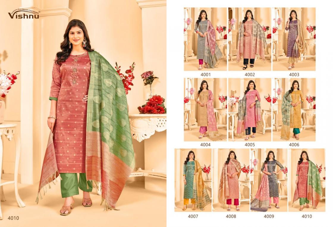 VISHNU KHANAK BANARASI TUSSAR ELEGANCE STYLE DRESS MATERIALS