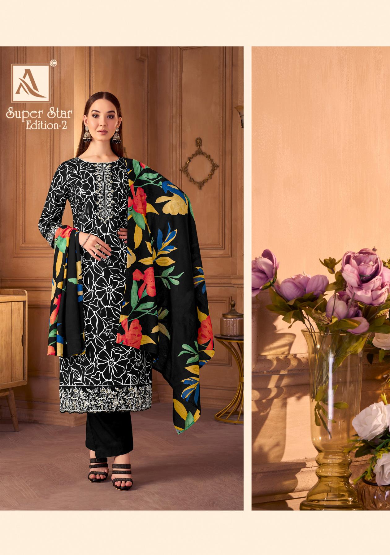ALOK SUITS PRESENTS SUPER STAR 2 CLASSY COTTON TOP , BOTTOM WITH DUPATTA