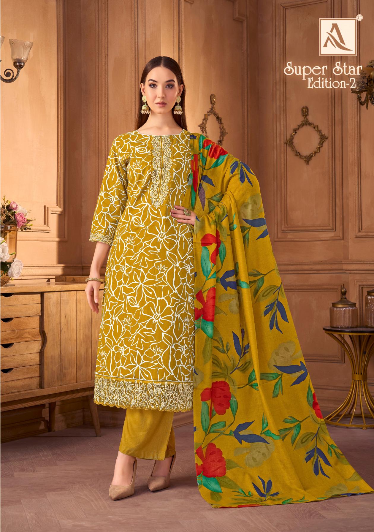 ALOK SUITS PRESENTS SUPER STAR 2 CLASSY COTTON TOP , BOTTOM WITH DUPATTA