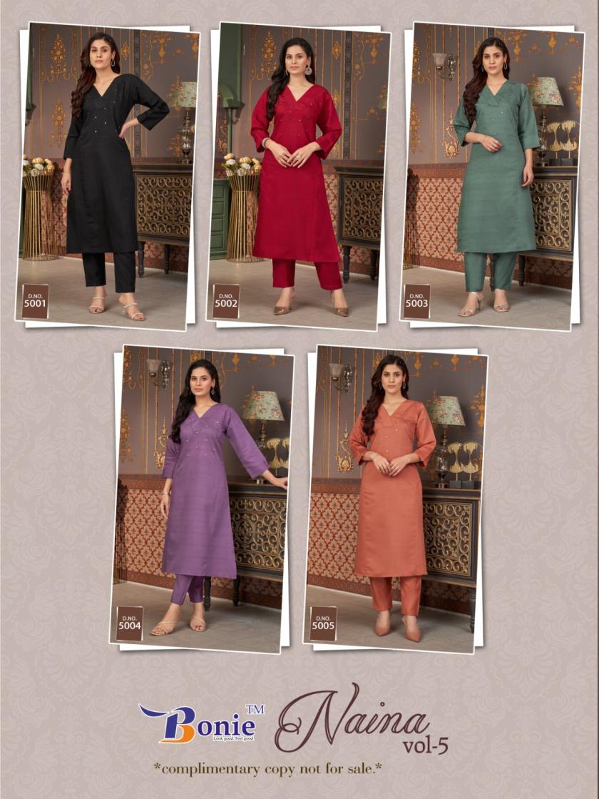 BONIE DISPLAYS NAINA VOL 5 UNIQUE READYMADE KURTI WITH PLAZZO